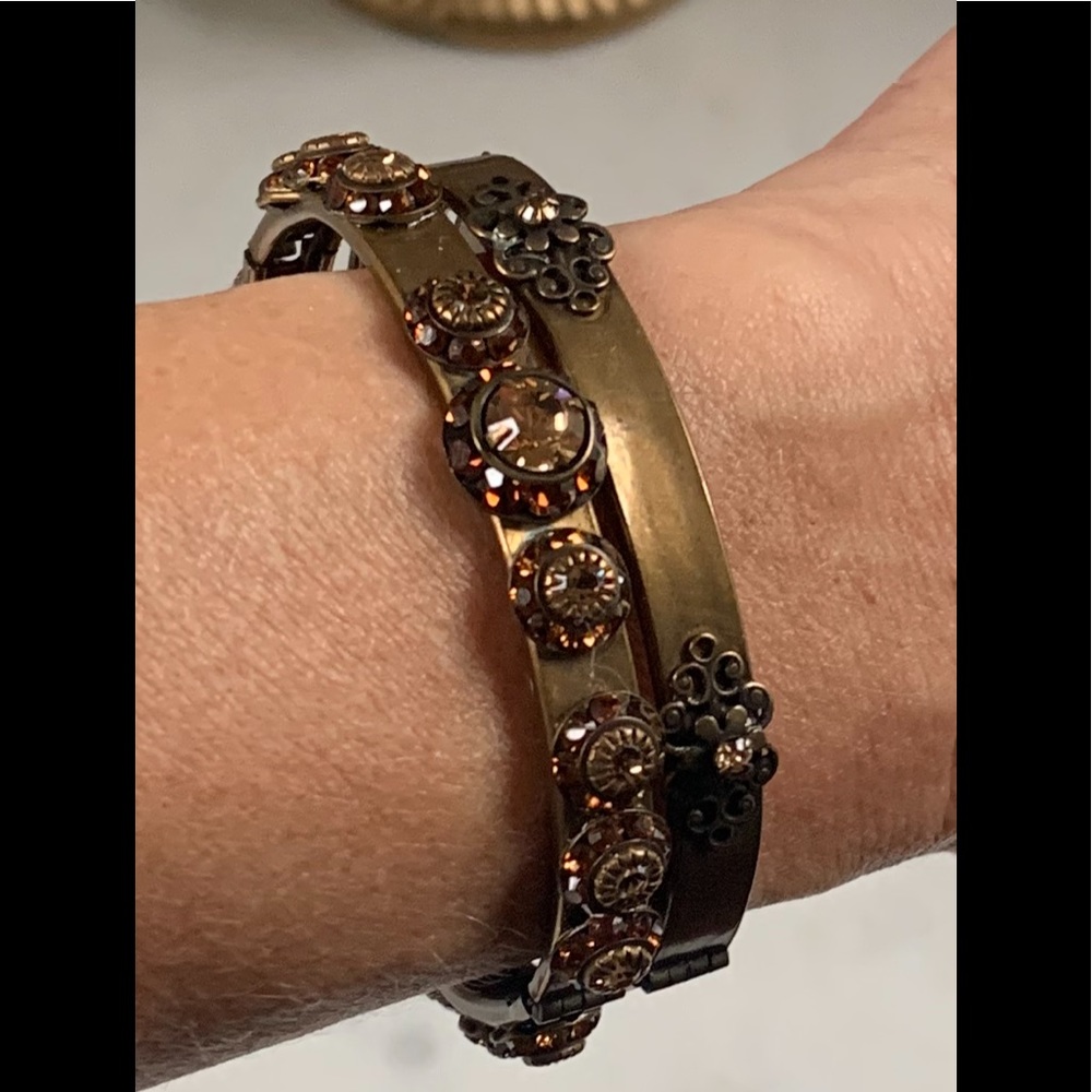 Vintage Liz Palacios SF Brass Crystal Bracelet Set